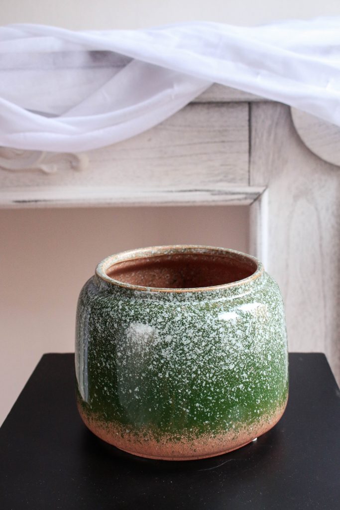 Maceta bicolor verde y terracota
